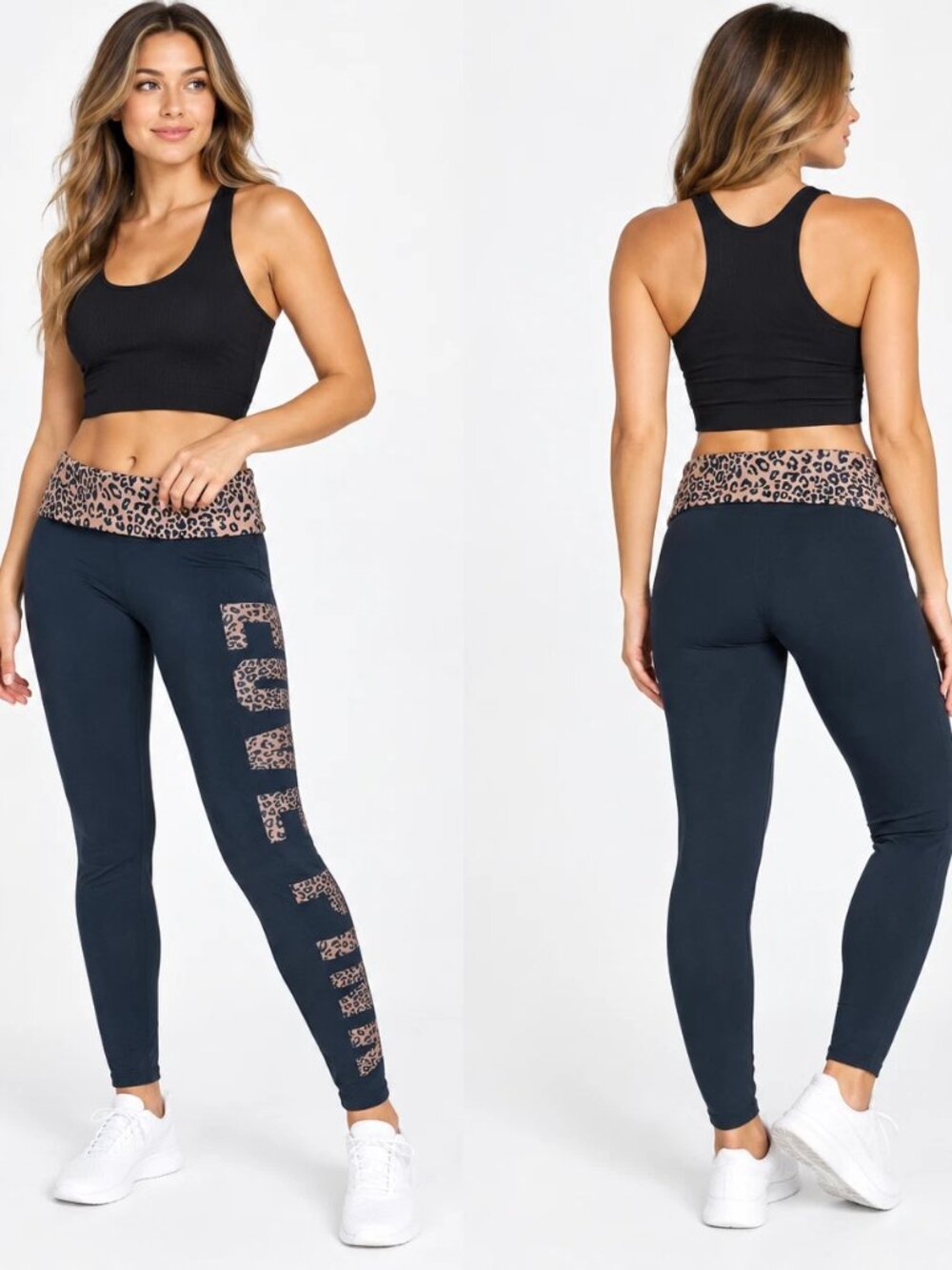 NWT Victoria's Secret PINK Leopard Foldover Leggings M Y2K Yoga Pants